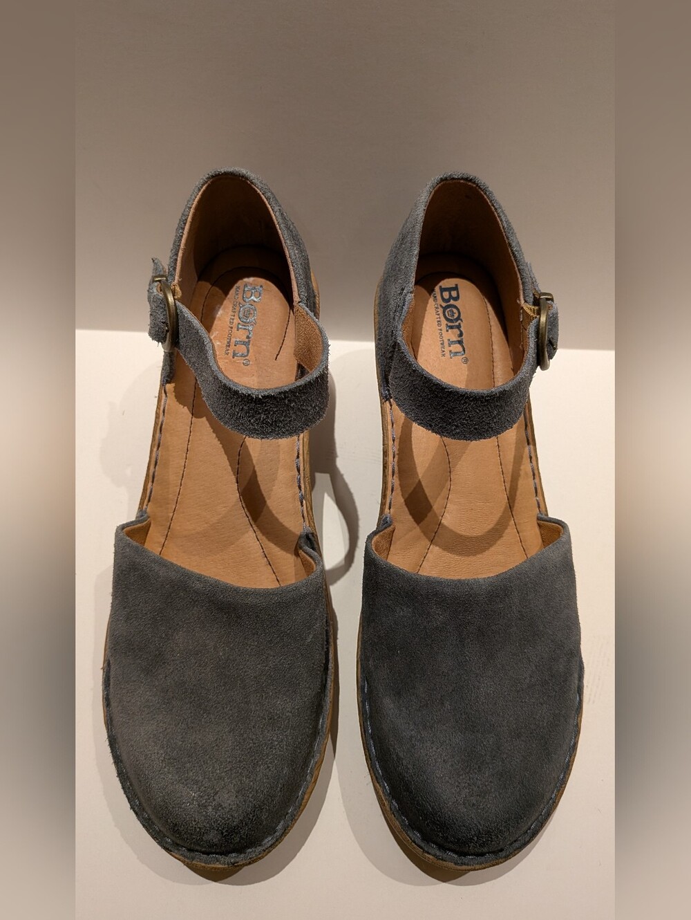 Born Women's Dusty Blue Suede Mary Jane "Nellie" Sandal